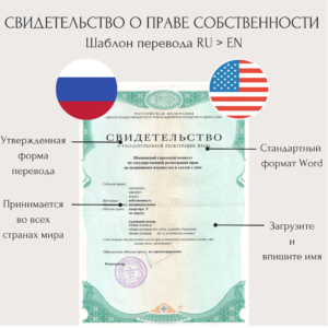 Перевод свидетельства о регистрации права на английский