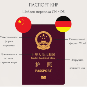 Паспорт гражданина КНР - Шаблон перевода - с китайского на немецкий