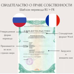 Перевод свидетельства о регистрации права на французский